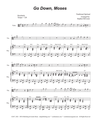 Go Down, Moses (Viola solo and Piano)
