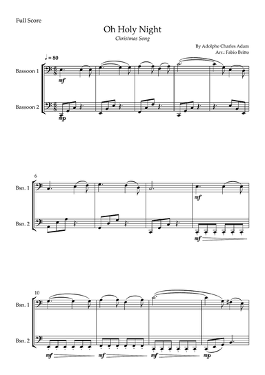 Oh Holly Night (Christmas Song) for Bassoon Duo