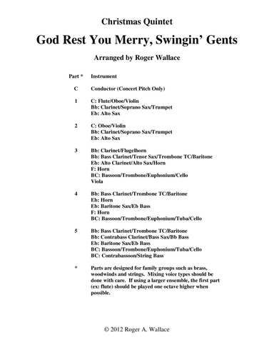 God Rest You Merry, Gentlemen (Clarinet Quintet)