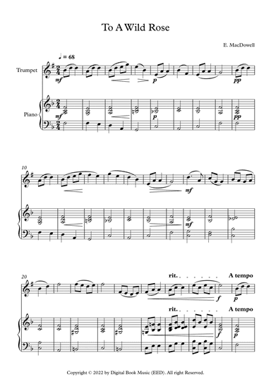 To A Wild Rose - Edward MacDowell (Trumpet + Piano)