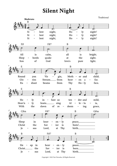 Silent Night - Lead Sheet (B Major)