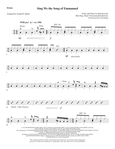 Sing We the Song of Emmanuel (arr. Joseph M. Martin) - Drums