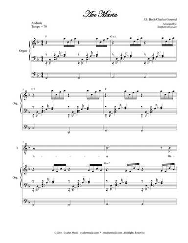 Ave Maria (Duet for Tenor & Bass Solo - High Key - Organ Accompaniment)