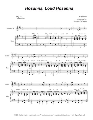 Hosanna, Loud Hosanna (Bb-Clarinet solo - Piano accompaniment)