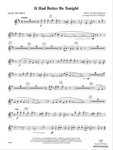 It Had Better Be Tonight (from The Pink Panther): 2nd B-flat Trumpet