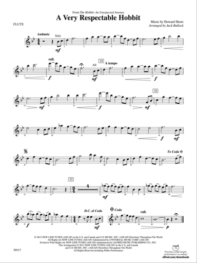 A Very Respectable Hobbit (from The Hobbit: An Unexpected Journey): Flute