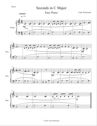 Seconds in C Major Easy Piano