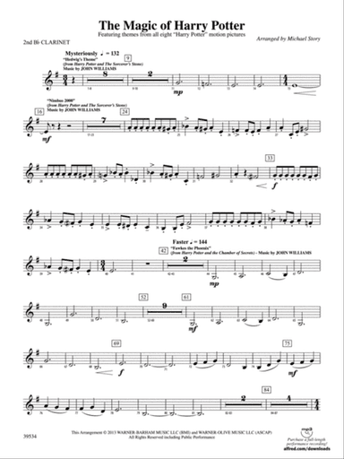 The Magic of Harry Potter: 2nd B-flat Clarinet