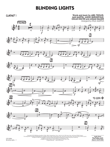 Blinding Lights (arr. Paul Murtha) - Bb Clarinet 1