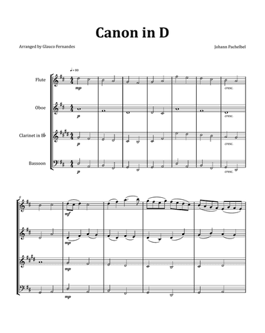 Canon by Pachelbel - Woodwind Quartet
