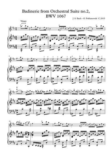Bach-Pokhanovski Badinerie from Orchestral Suite no.2 arranged for violin and piano