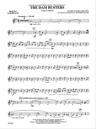 The Dam Busters Concert March: WP 1st Horn in E-flat