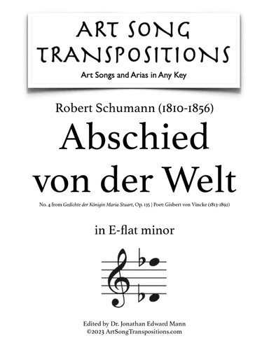 SCHUMANN: Abschied von der Welt, Op. 135 no. 4 (transposed to E-flat minor)