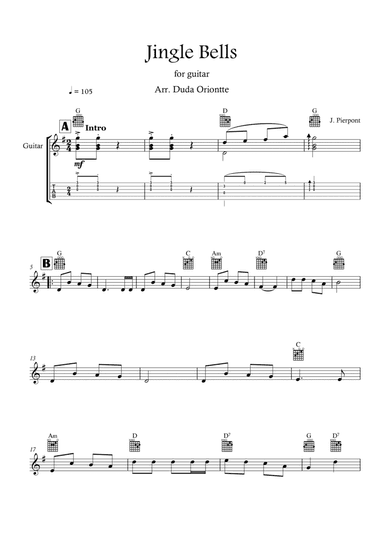 Jingle Bells (G major - TABS - no lyrics)