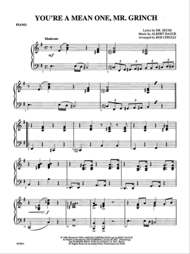 You're a Mean One, Mr. Grinch: Piano Accompaniment