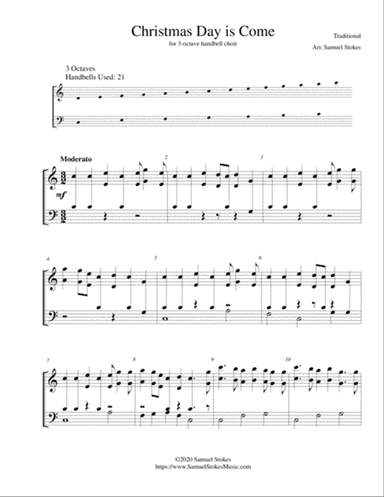 Christmas Day is Come (Irish Carol) - for 3-octave handbell choir
