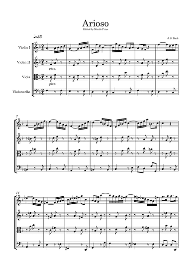 Arioso - J. S. Bach - String Quartet (Score and all parts)