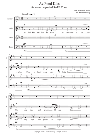 Ae Fond Kiss - SATB (unaccompanied)