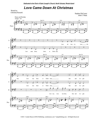 Love Came Down At Christmas (SAB)