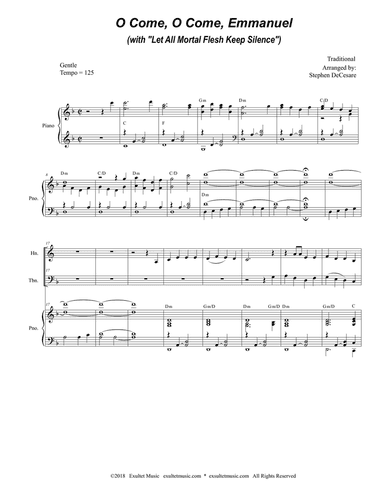 O Come, O Come, Emmanuel (with "Let All Mortal Flesh Keep Silence") (Brass Quartet and Piano)