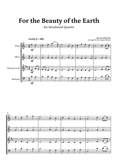 For the Beauty of the Earth (for Woodwind Quartet) - Easter Hymn