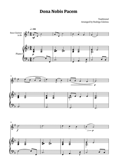 Dona Nobis Pacem - for bass clarinet (with piano accompaniment)