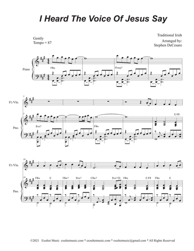 I Heard The Voice Of Jesus Say (Flute or Violin solo and Piano)