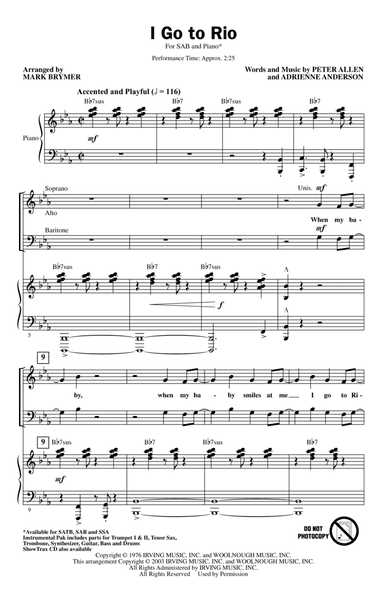 I Go To Rio (from The Boy From Oz) (arr. Mark Brymer)