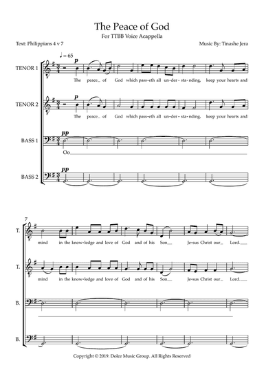 The Peace of God - TTBB A cappella