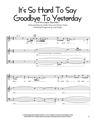It's So Hard To Say Goodbye To Yesterday