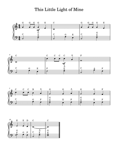 This Little Light of Mine - Easy Piano (With Note Names)
