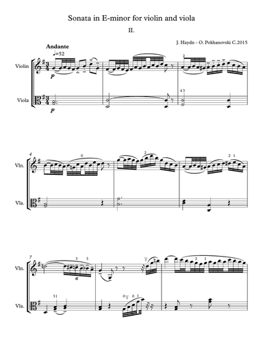 Haydn Sonata in E-minor for violin and viola, 2nd movement