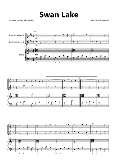 Swan Lake - Bass Saxophone Duet with Piano