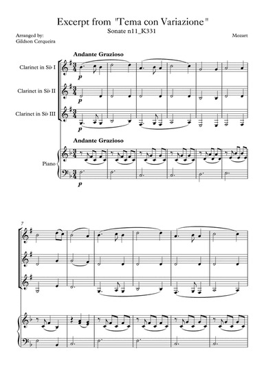 Excerpt from sonate k331 - "Tema con Variazione"
