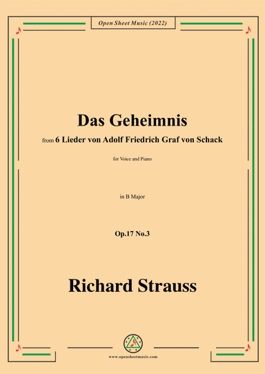 Richard Strauss-Das Geheimnis,in B Major,Op.17 No.3