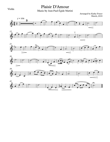 Plaisir D'Amour for Violin and Cello Duet