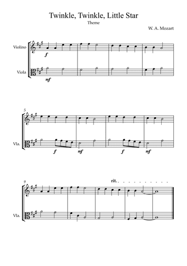 Twinkle, Twinkle, Little Star | For Violin & Viola
