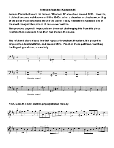 Canon in D ("Pachelbel Canon") - easy piano with practice tips