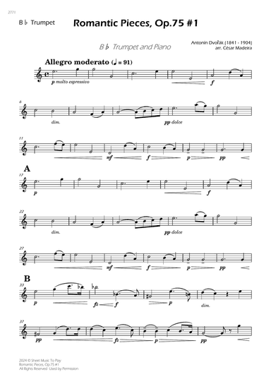 Romantic Pieces, Op.75 (1st mov.) - Bb Trumpet and Piano (Individual Parts)
