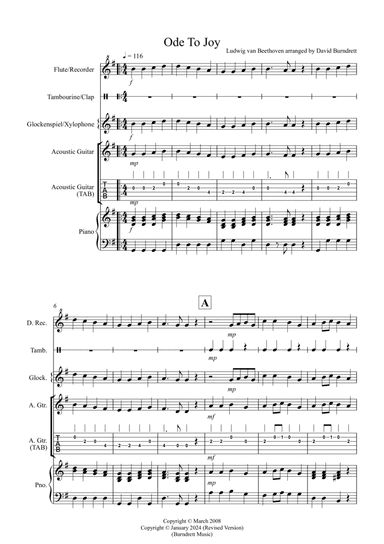 Ode To Joy for Classroom Ensemble