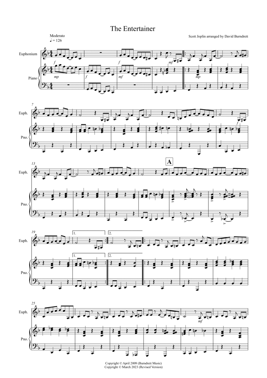The Entertainer for Euphonium and Piano