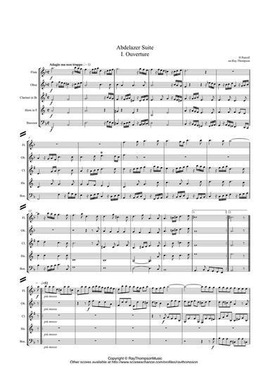 Purcell: Suite from Abdelazer (or The Moor's Revenge)(Complete)(Z 570) - wind quintet