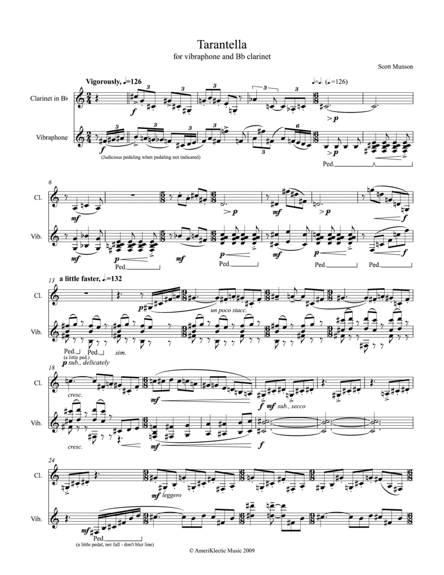 Tarantella for Clarinet and Vibraphone Duo