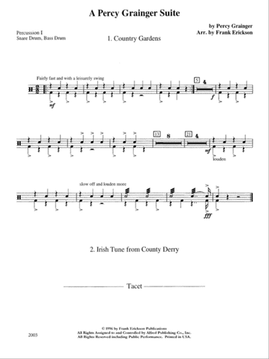 A Percy Grainger Suite: 1st Percussion