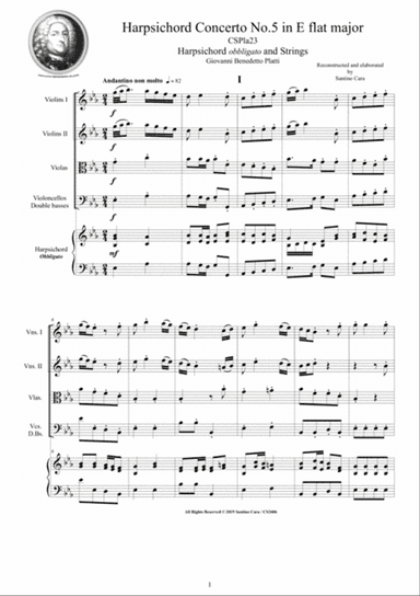 Platti - Harpsichord Concerto No.5 in E flat major CSPla23 for Harpsichord and Strings