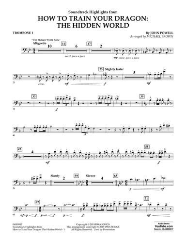 How To Train Your Dragon: The Hidden World (arr. Michael Brown) - Trombone 1