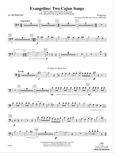 Evangeline: Two Cajun Songs: 1st Trombone