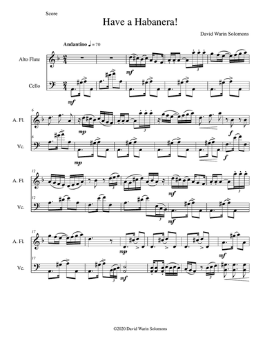 Have a habanera for alto-flute and cello