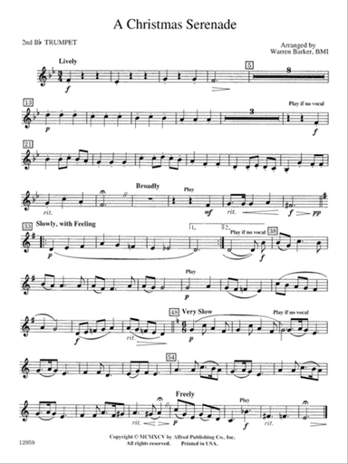 A Christmas Serenade (with optional chorus): 2nd B-flat Trumpet