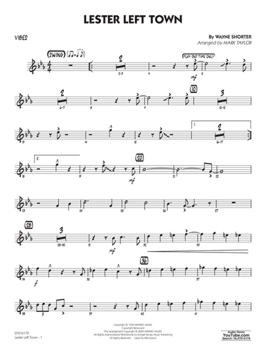 Lester Left Town (arr. Mark Taylor) - Vibes